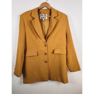 Walter Baker Mustard Yellow Linen Blend Button Down Blazer Jacket Women's Medium